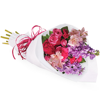 Code: B314. Name: Jumping for Joy. Description: Someone you know or want to know will jump for joy when they receive this charming bouquet. Soft feminine colours flowers and textures are all wrapped up in one pretty package. Price: NZD $92.95