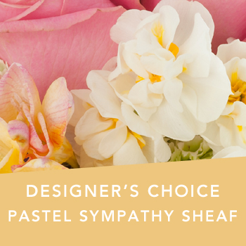 Code: D311. Name: Pastel Sympathy sheaf. Description: Can not decide on what to send? The Designers Choice pastel Sympathy Sheaf is a one of a kind collection of the designers freshest flowers in a pastel colour scheme. Price: NZD $95.95