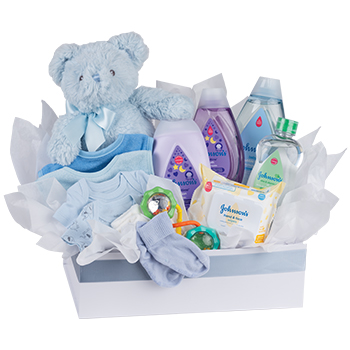 Code: H301. Name: Baby Boy Bundle. Description: Can there a better way to welcome a newborn Baby Boy other than with this lovely gift of assorted goodies. Price: NZD $147.95