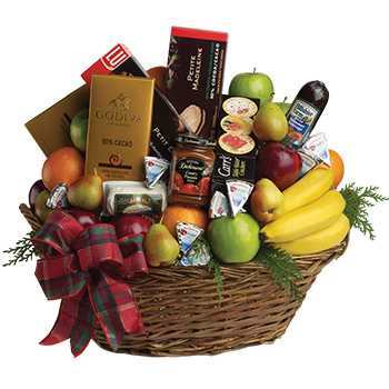 Code: H306. Name: Christmas Delights . Description: A foodie Christmas delight a gourmet delivery of fresh fruit gourmet chocolates soft cheeses Cabanossi cookies crackers perfect for Christmas snacks. Price: NZD $162.95