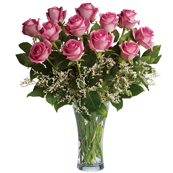 Code: R301. Name: Perfect Pink Dozen. Description: Make a statement. This lush arrangement of 12 pink Roses and greenery in a vase can be a fabulously romantic gift. Price: NZD $172.95