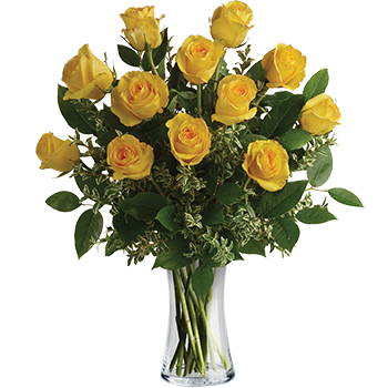 Code: R305. Name: Say Yellow. Description: What a bright idea. Send a summery treat to someone special with this cheerful bouquet of one dozen yellow Roses in complementing vase. Price: NZD $175.95