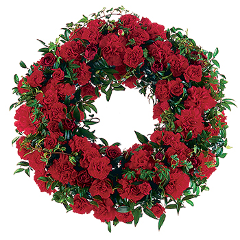 Code: S312. Name: Red Regards. Description: We present this simple yet stylish wreath shows the depth of your love and your total support in very difficult times. Price: NZD $187.95