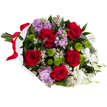 Code: S313. Name: Forever Beloved. Description: Send a simple bouquet to convey your thoughts including red Roses and other mixed very colourful flowers. Price: NZD $132.95