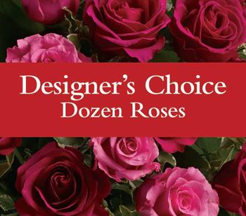 Designers Dozen Roses, Florists choice twelve roses displayed beautfully for delivery in Wellsford